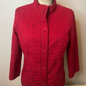 Chicos Women’s Red Quilted Button-Front Jacket Size 0